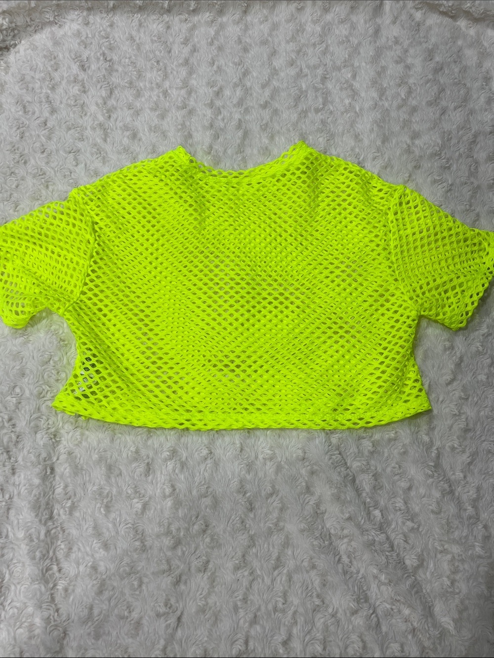 Neon Yellow Cropped Fishnet Top